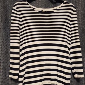 Talbots Black and White Striped Women's Top